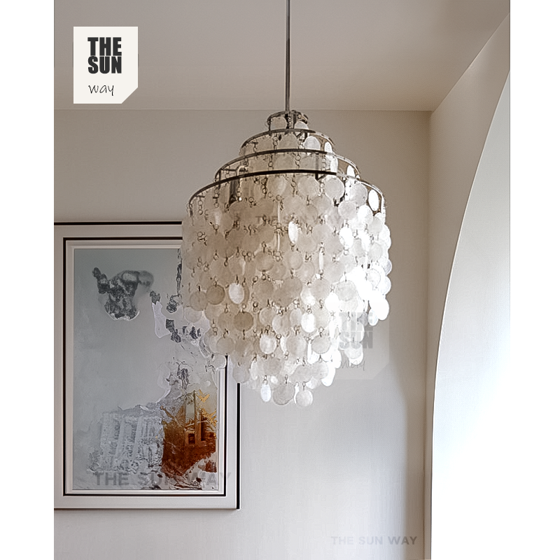 意大利Verpan法式复古天然贝壳云石吊灯餐厅卧室北欧简约美式风铃