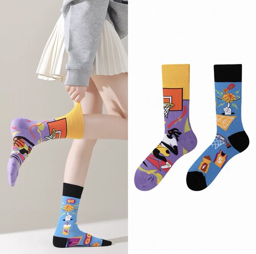 ins风潮袜AB款不对称中筒通用