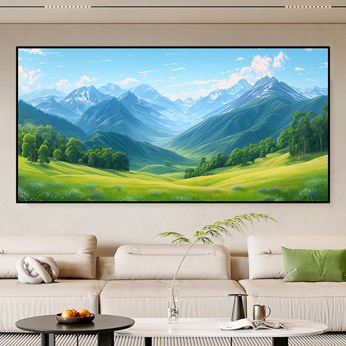 背有靠山客厅装饰画自粘贴画墙贴现代靠山图青山图沙发背景墙壁画