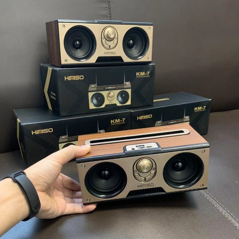 新款KM-7复古木质无线蓝牙音箱便携式户外收音插卡蓝牙音响