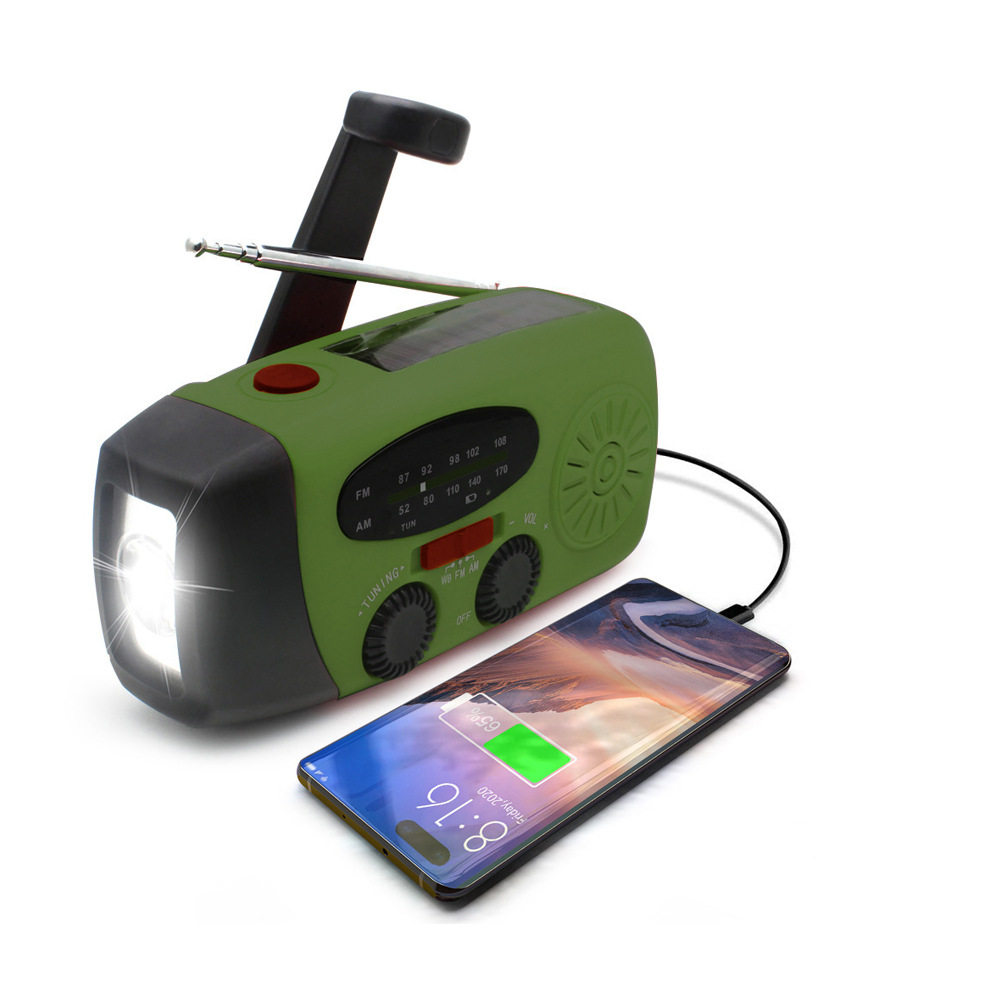 热销户外应急便携发电防灾太阳能手摇LED多功能多波段收音机