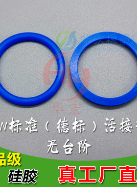D形蓝色食品级啤酒厂德标密封圈din硅胶耐高温圆螺纹活接头垫片