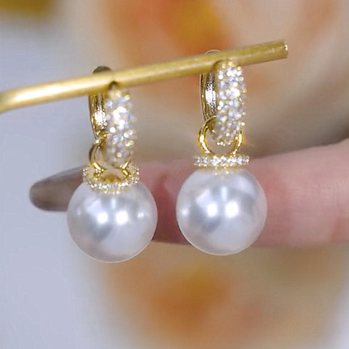 日韩精致微镶两戴珍珠锆石耳扣