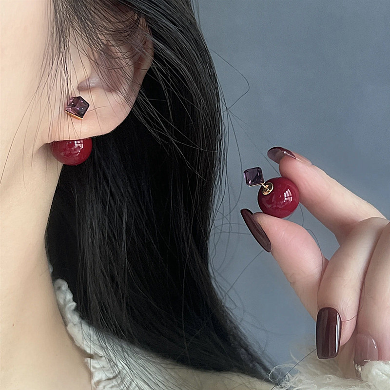 韩国东大门复古耳钉镶钻女耳环