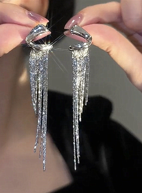 2023新款轻奢高级感长款流苏耳环女925纯银针气质时尚显脸瘦耳坠