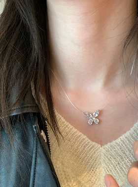 闪钻蝴蝶鱼线项链女精致时尚
