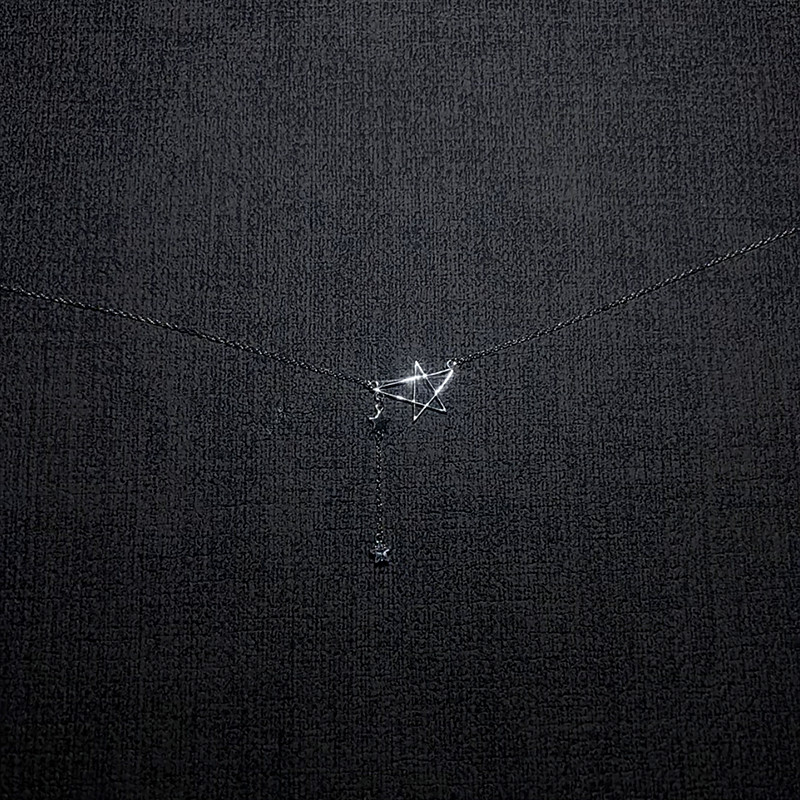 不对称芒星闪钻流苏项链