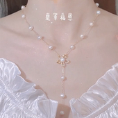 短款 花仙子轻奢小众设计气质珍珠流苏项链法式 2023新款 锁骨链潮女