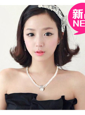 包邮时尚百搭镶钻人造大珍珠项链