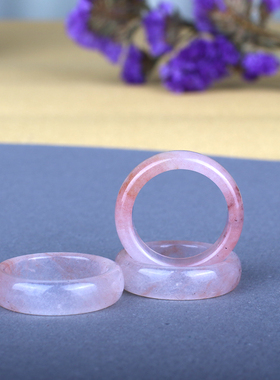 天然粉色戒指男女款玉石指环
