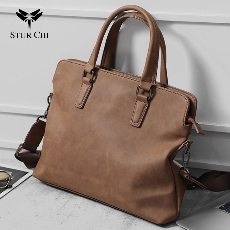 皮质商务休闲单肩斜挎包横款复古