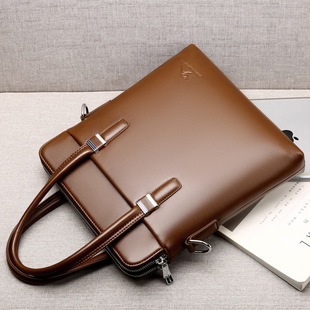 宝谛袋鼠男包商务男士手提包皮包手拿公文包休闲单肩斜挎竖款包包