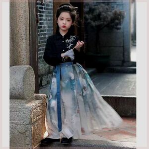 马面裙女童夏款2024新款儿童汉服女大童古风新中式国风刺绣套装