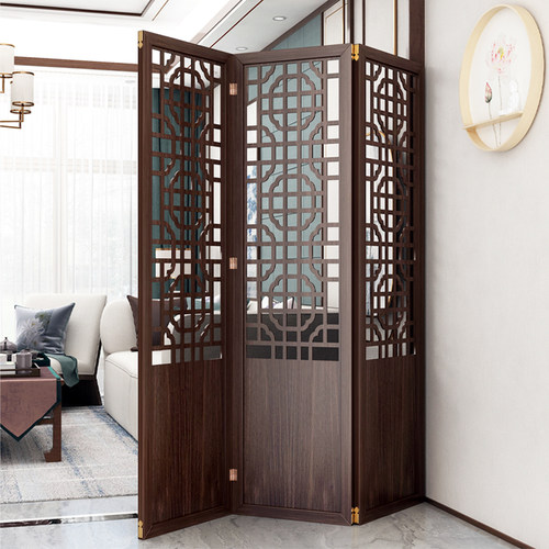 新中式屏风隔断客厅折叠移动实木