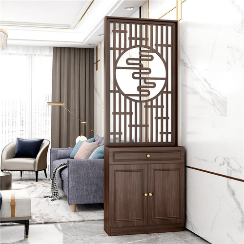 新中式入户门厅柜实木隔断沙发屏风间厅柜进门玄关柜正对门口装饰