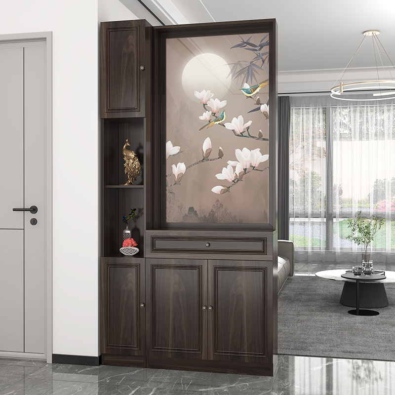 正对大门屏风隔断置物架现代简约进门入户客厅实木双面中式玄关柜