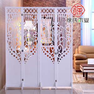 厂家屏风隔断玄关时尚客厅白色雕花折叠卧室遮挡家用镂空双面热卖
