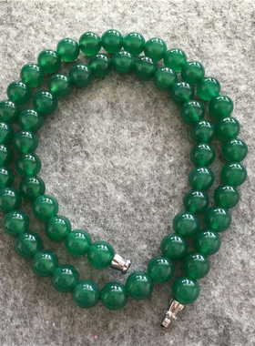 天然绿玛瑙圆珠项链玉髓项链锁骨链女款塔珠项链妈妈女友生日礼物