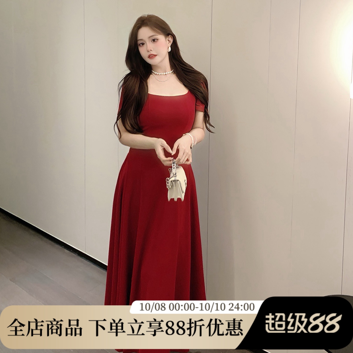 MB大码女装法式U领高级感连衣裙