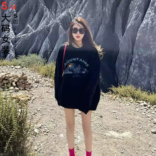 大码日系古着vintage卫衣女宽松ins潮薄款慵懒风长袖早秋chic上衣