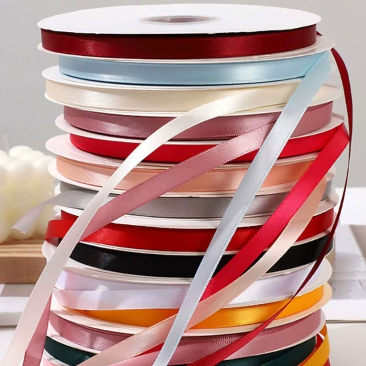 1cm单面高品质涤纶丝带纯色彩带缎带绸带鲜花包装礼品蝴蝶结装饰