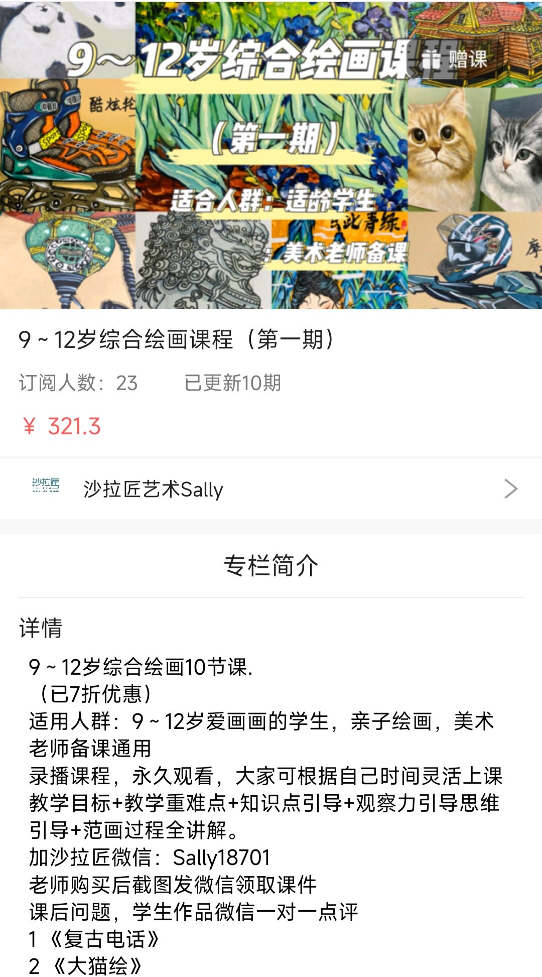 2023年沙拉匠综合绘画课程9-12岁   10节ppt+10节高清视频