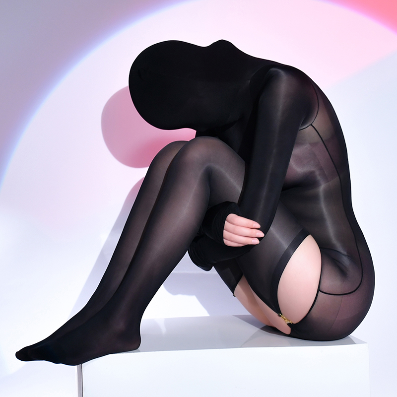 性感油光连体黑丝袜吊带可拆卸