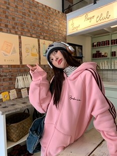 【特价不退不换】FGOB连帽卫衣加绒加厚休闲宽松慵懒风国潮牌帽衫