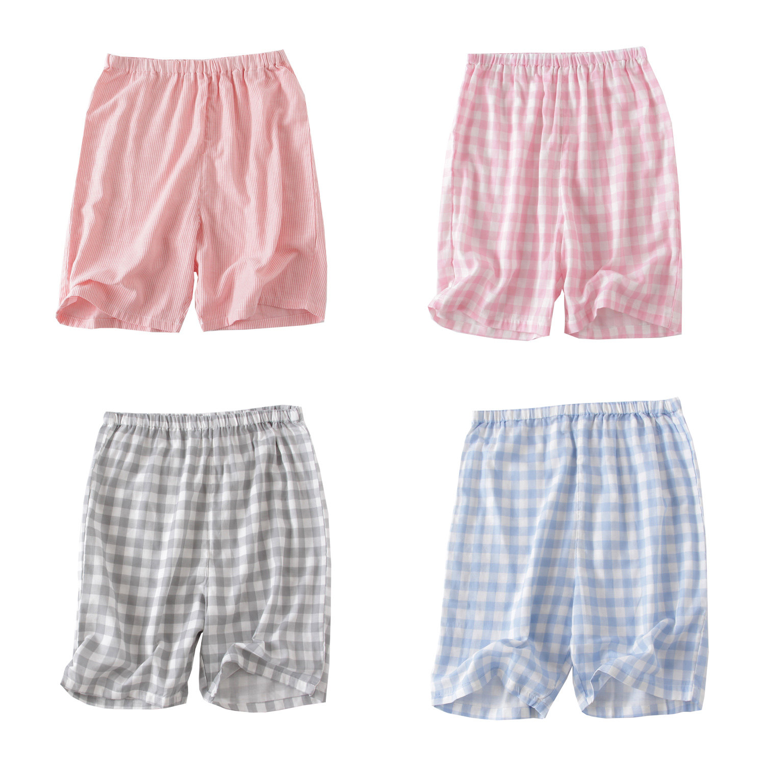 日系全棉纱布孕妇家居短裤 夏薄款透气孕妇睡裤中裤腰围可调节