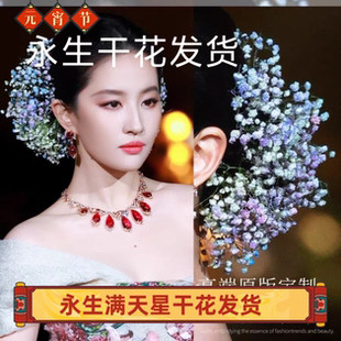 刘亦菲同款发饰满天星头饰鲜花森系永生干花新娘花环头饰发饰高端