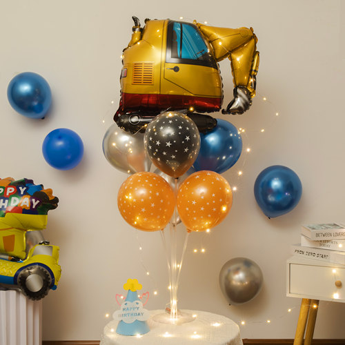 汽车主题男孩发光桌飘气球