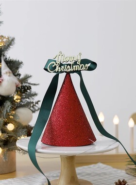 韩国ins闪闪蝴蝶结帽子圣诞快乐红绿色儿童宝宝自拍网红拍照道具