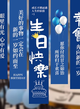 酒店包厢18岁成人礼背景墙条幅生日场景布置宝宝生日快乐装饰挂布