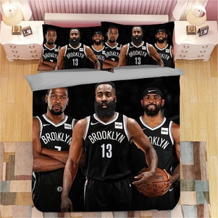 布鲁克林队周边篮网三巨头欧文哈登杜兰特床单被套球迷床上四件套