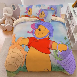 来图定制卡通动漫迪士尼小熊床单被套可爱儿童床品宿舍床上三件套