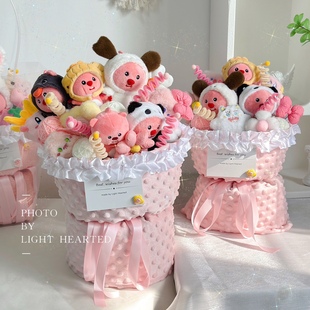 鲷鱼小海狸公仔毛绒卡通玩偶花束闺蜜女生日毕业情人节日礼物