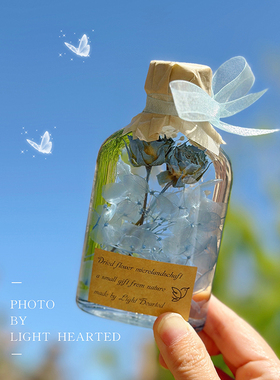 永生花植物标本成品浮游花瓶干花真花摆件毕业生日情人圣诞节礼物
