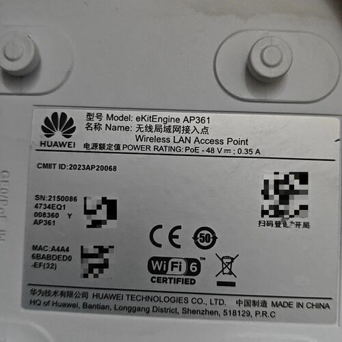 议价华为AP361无线AP，Wi-Fi 6认证，成色轻使用痕迹维修