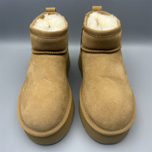 百搭羊毛翻毛皮厚底雪地靴女冬季 加绒保暖短筒靴子百搭