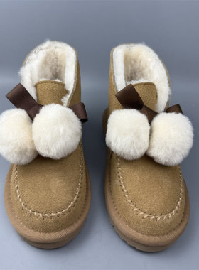 羊毛翻毛皮雪地靴女冬季棉鞋