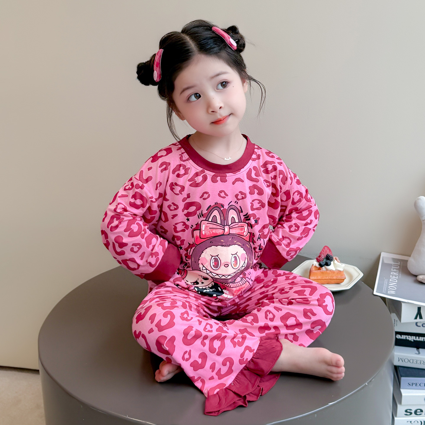 女童睡衣春秋新款儿童长袖长裤女宝宝莫代尔拉布布居家空调服套装