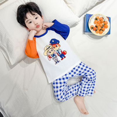 儿童春秋睡衣2026新款男宝宝长袖纯棉家居服男童春款卡通可爱套装