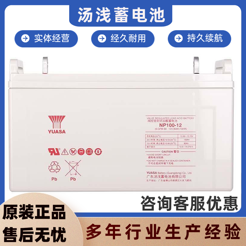 汤浅蓄电池12V100Ah阀控NP100-12铅酸免维护6-GFM-90机房电池组