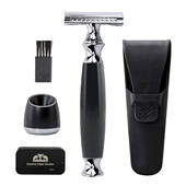 双面剃须刮胡刀剃胡刀安全刀头送底座刀片礼盒 套装 男士 黑色老式