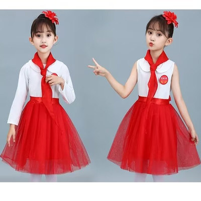 十一国儿童合唱团演出服朗诵红歌爱国歌唱祖国红色小学生红领巾服