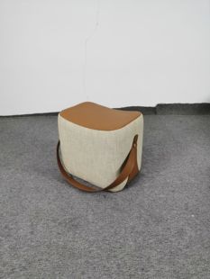 北欧创意设计门口实木编织皮时尚 梳妆凳家用高级感 奢侈品同款 个性