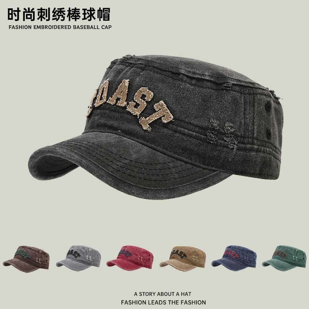 平顶帽破洞显脸小牛仔韩版夏季