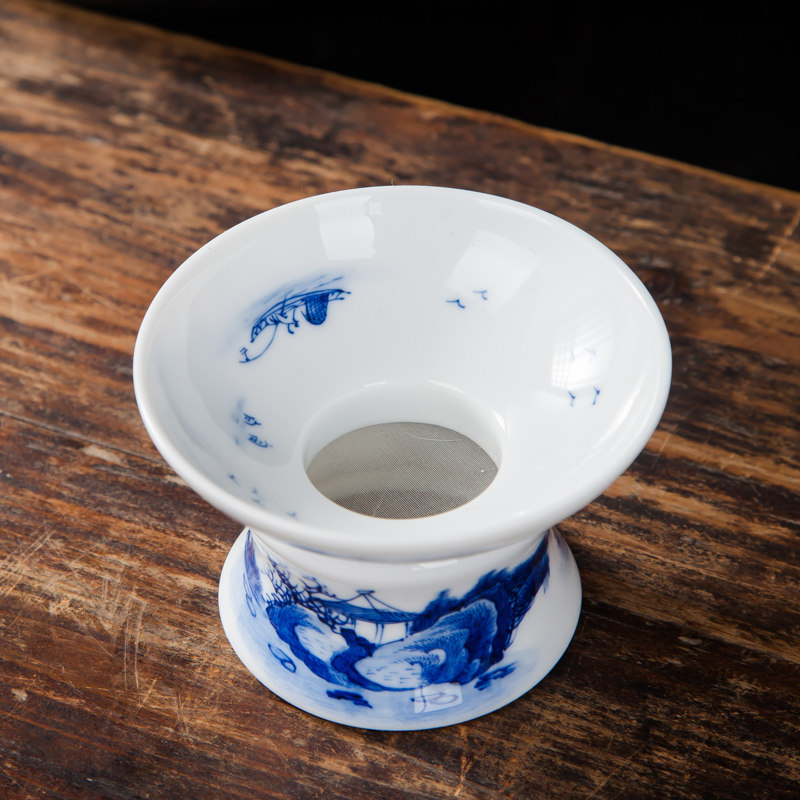 茶漏滤茶器茶隔陶瓷漏斗手绘功夫茶具配件过滤器茶滤网