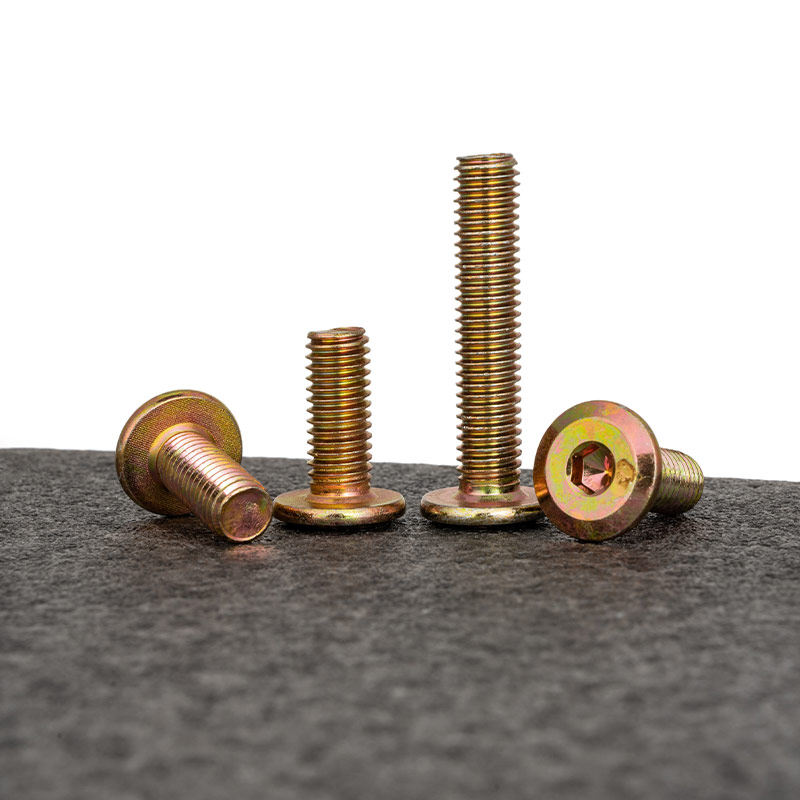 镀彩家具螺丝平头内六角螺丝大圆头倒角斜边盘头机螺钉M5M6M8机丝