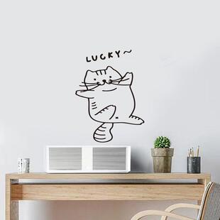 luck嘚瑟猫咪墙贴纸风简约装 饰宠物店橱窗布置厨房防撞玻璃贴